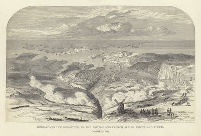 Bombardement av Sebastopol av de britiske og franske allierte hærer og flåter, 17. oktober 1854 av English School