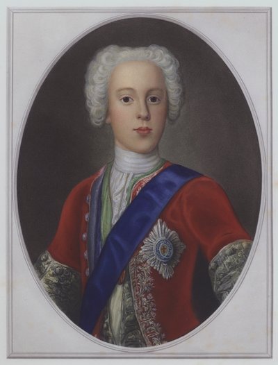 Bonnie Prince Charlie - Charles Edward Stuart, Den unge tronpretendenten (fargelitografi) av English School