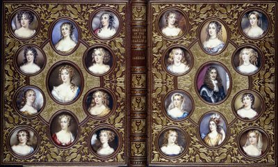 Buchumschlag mit zweiundzwanzig Porträtminiaturen von Charles II und den schönen Frauen seines Hofes, 1833 von English School