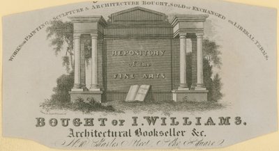 Kjøpt av I Williams, arkitektonisk bokhandler av English School