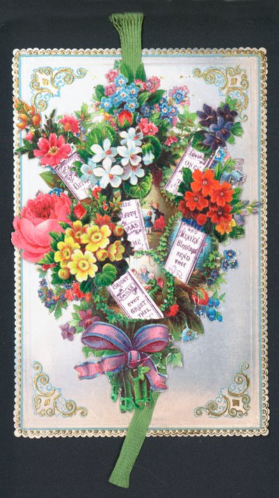 Bukett blomster, julekort av English School