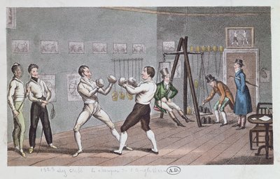 Boksing i England, 1823 (fargegravering) av English School