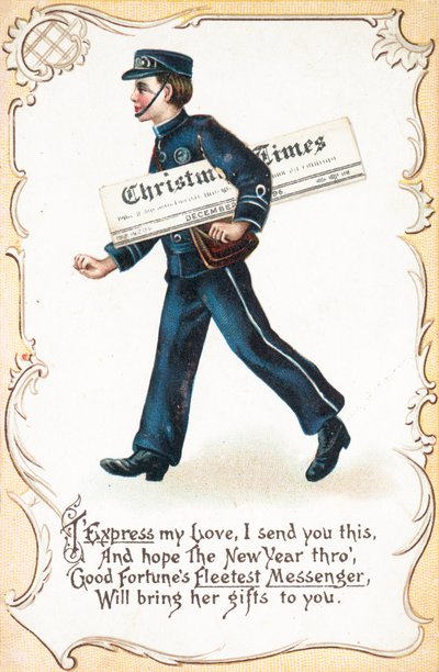Guttelevering Christmas Times Avis, Julekort av English School