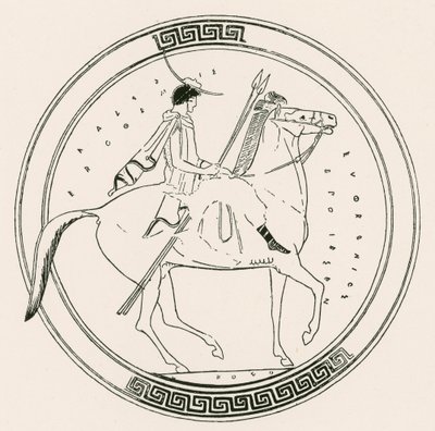 Gutt på hest (gravering) av English School