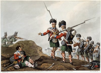 Tapperhet i "" Historiske, militære og marineanekdoter og hendelser som ankom Storbritannias og deres allierte våpen, og endte i Waterloo"" av Edward Orme. ill. av Fry, Sutherland, Clark, Dubourg, W.Heart, JA, Atkinson... Red. 1819, Lon av English School