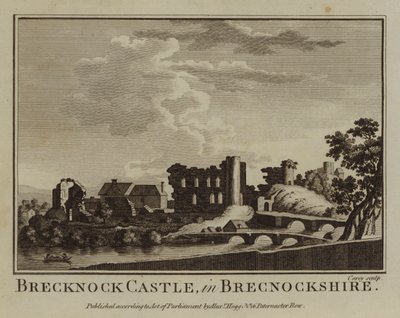 Brecknock Castle, i Brecknockshire (gravering) av English School
