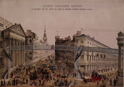 Bro over gaten ved Mansion House, ca. 1862 (akvatint) av English School