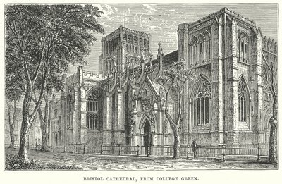 Bristol-katedralen, fra College Green (gravering) av English School