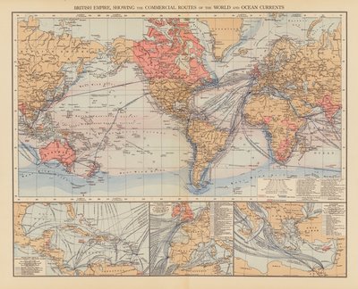 Britisches Empire, Handelsrouten der Welt und Meeresströmungen von English School