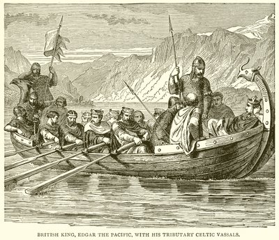Den britiske kongen, Edgar Stillehavet, med sine sideelver keltiske vasaler av English School