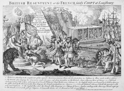 British Resentment eller, den franske Fairly Coopt i Louisbourg, publisert 25. september 1755 (se også 286310) av English School