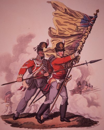 Britiske soldater (farge litho) av English School