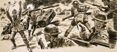 Britiske tropper angriper stillingen som innehas av Rommels Afrika Korps av English School