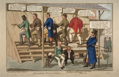 Brixton Purgatory, 1822 (håndfarget etsning) av English School