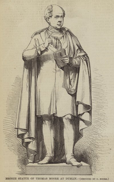 Bronsestatue av Thomas Moore i Dublin (gravering) av English School