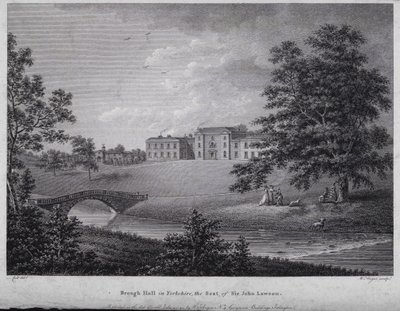 Brough Hall i Yorkshire, setet til Sir John Lawson (gravering) av English School