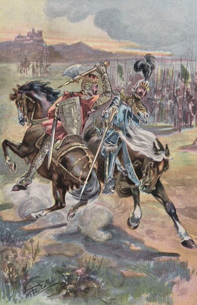 Bruce og De Boune (fargelitografi) av English School