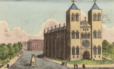 Brunswick Cathedral, Tyskland, siste hvilested for dronning Caroline, fremmedgjorte kone til kong George IV (farget gravering) av English School