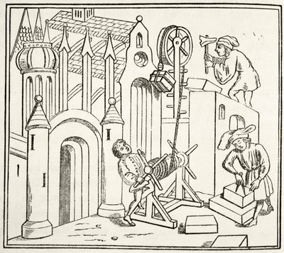 Byggere i arbeid på 1400-tallet, fra 