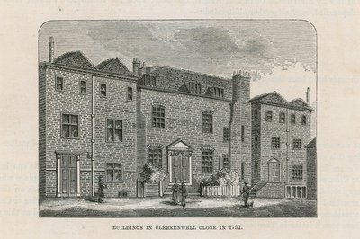Bygninger i Clerkenwell Close i 1791 av English School