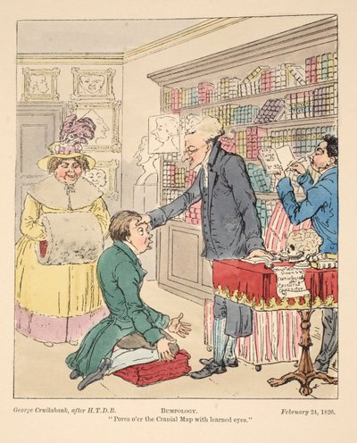 Bumpology, pub. 1826 (håndfarget gravering) av English School