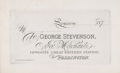 Visittkort til George Stevenson av English School