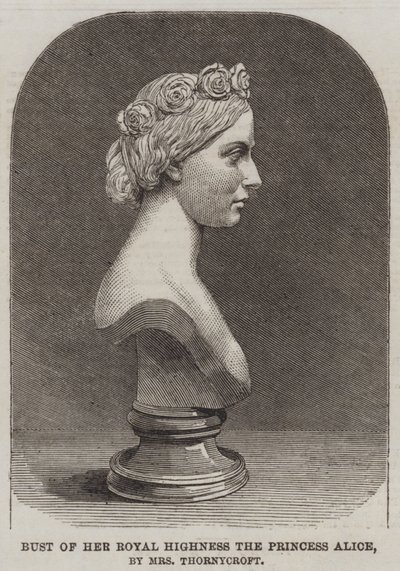 Byste av Hennes Kongelige Høyhet Prinsesse Alice, av fru Thornycroft (gravering) av English School
