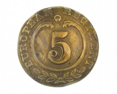 Button, andre rekker, 5. Bengal European Regiment, 1858-1860 av English School
