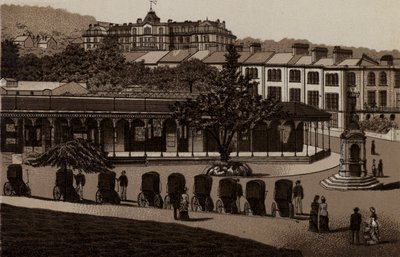 Buxton: Hot Baths and Colonnade (litho) av English School