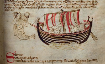 CCA-LitMs/D/10 fol. 18r Siren, fra Bestiary av English School