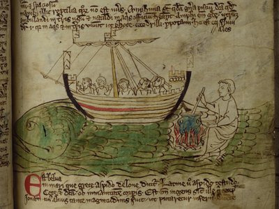 CCA-LitMs/D/10 fol. 30r Whale, fra Bestiary av English School