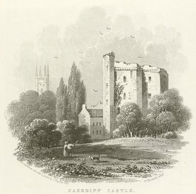 Cardiff Castle (gravering) av English School