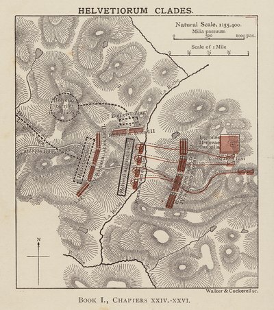 Caesar, Gallic War: Defeats of the Helvetii (litho) av English School