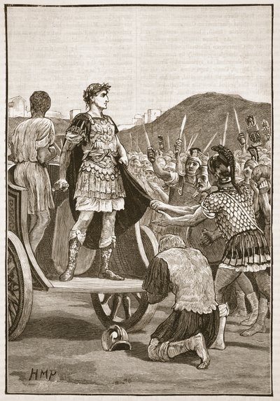 Caesar henvender seg til de misfornøyde legionene på Campus Martius av English School