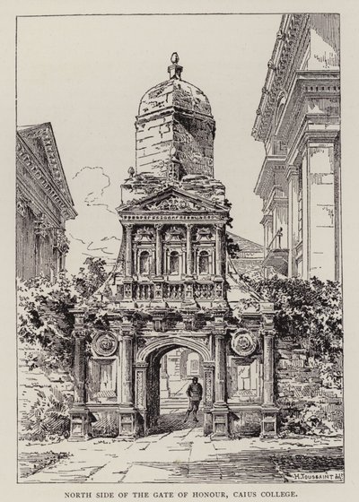 Cambridge: North Side of the Gate of Honour, Caius College (etsing) av English School