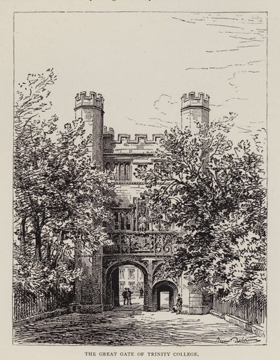 Cambridge: The Great Gate of Trinity College (etsing) av English School