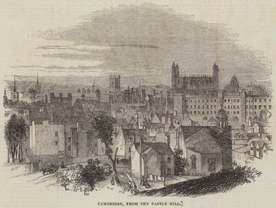 Cambridge, fra Castle Hill (gravering) av English School