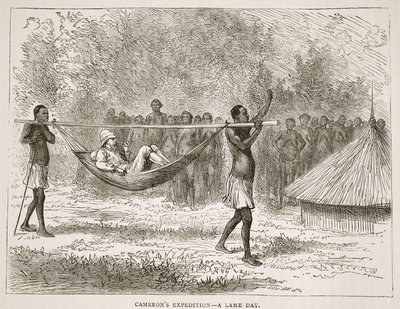Camerons ekspedisjon – en halt dag, illustrasjon fra The Pictorial Edition of the Life and Discoveries of David Livingstone av J. Ewing Richie, pub. av A. Fullarton & Co., 1876 av English School