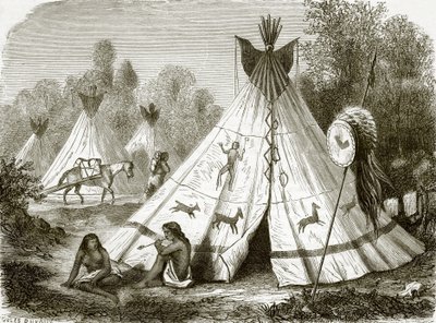 Camp av Comanche-indianere av English School