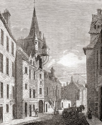 Canongate Jail, Edinburgh, Skottland, fra Old England: A Pictorial Museum, pub. 1847 av English School