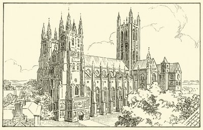 Canterbury Cathedral (blekk på papir) av English School