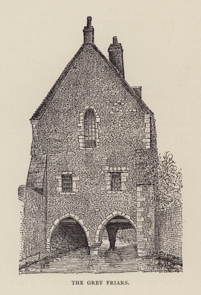 Canterbury: The Grey Friars (litho) av English School