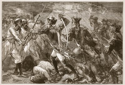 Kaptein Yorke leder det forlatte håpet på Masulipatam, Illustrasjon fra Cassells Illustrated History of India av James Grant, pub. 1879 av English School