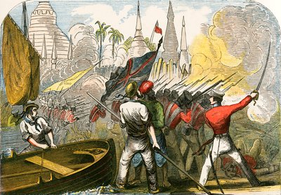 Eroberung von Rangun, birmanisches Reich von English School