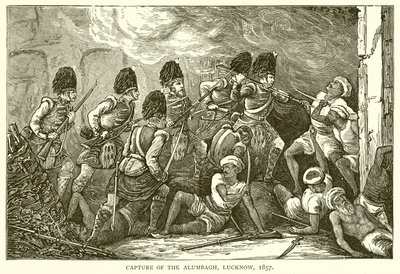 Fangst av Alumbagh, Lucknow, 1857 av English School
