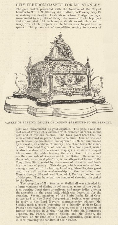 Freiheitskassette der Stadt London, überreicht an Mr. Stanley (Stich) von English School
