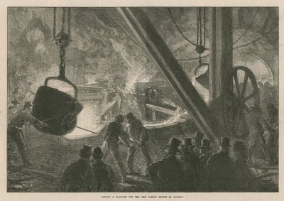 Støper en sylinder for den nye Albert Bridge i Chelsea av English School