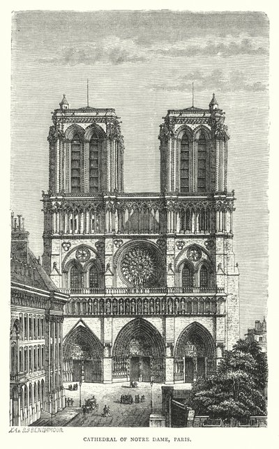 Katedralen i Notre Dame, Paris (gravering) av English School