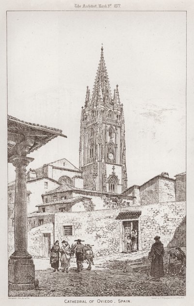 Katedralen i Oviedo, Spania (gravering) av English School