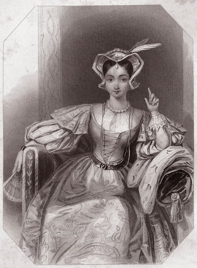 Katarina av Frankrike (Catherine, datter av Charles VI og Isabeau) (Henri V) (The Chronicle History of Henry the Fifth) i - "" Galerie des femmes de Shakespeare, samling av førtifem seriøse portretter av de tidlige London-kunstnerne, beriket med kritiker av English School